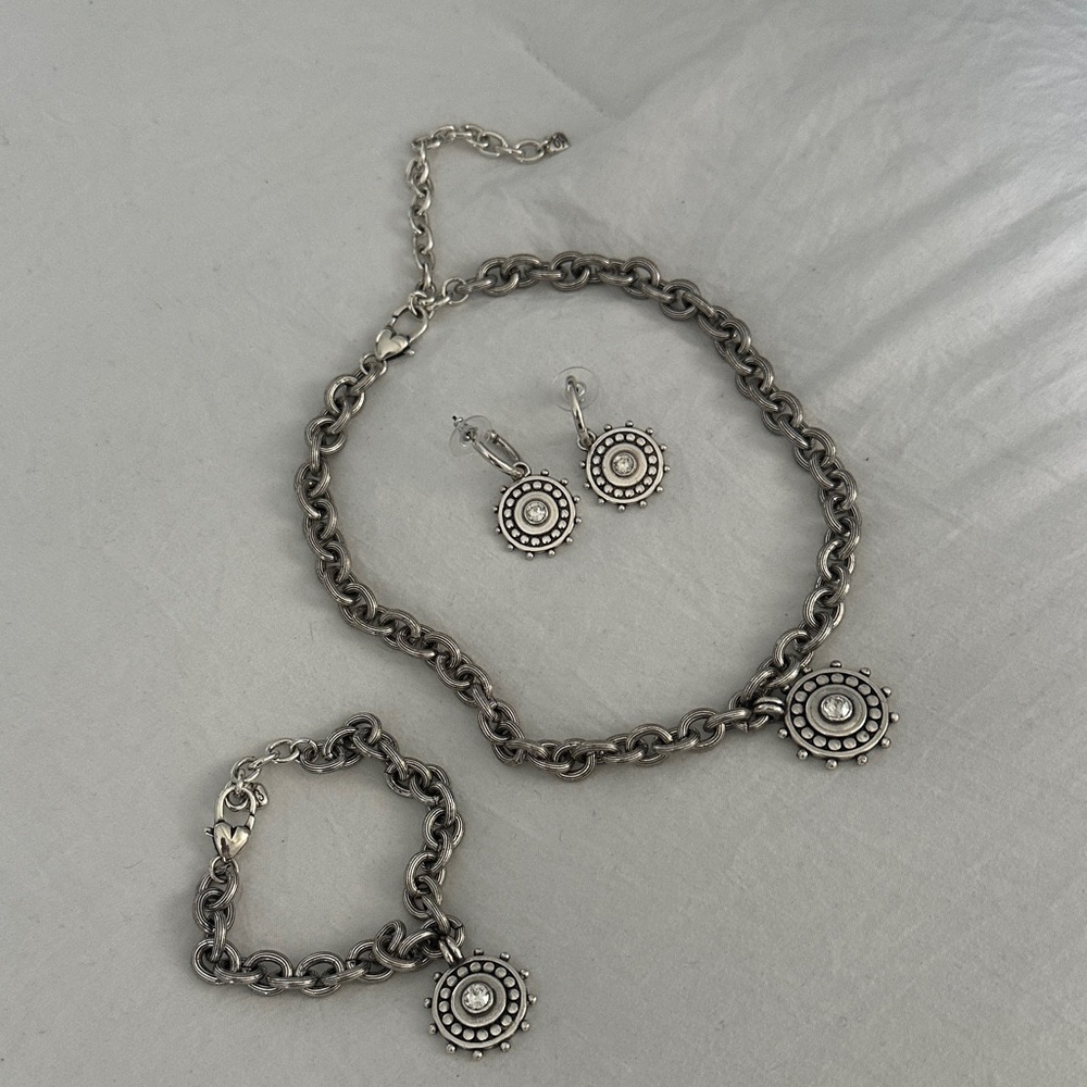 Brighton Silver Necklace Set with Circular Pendants